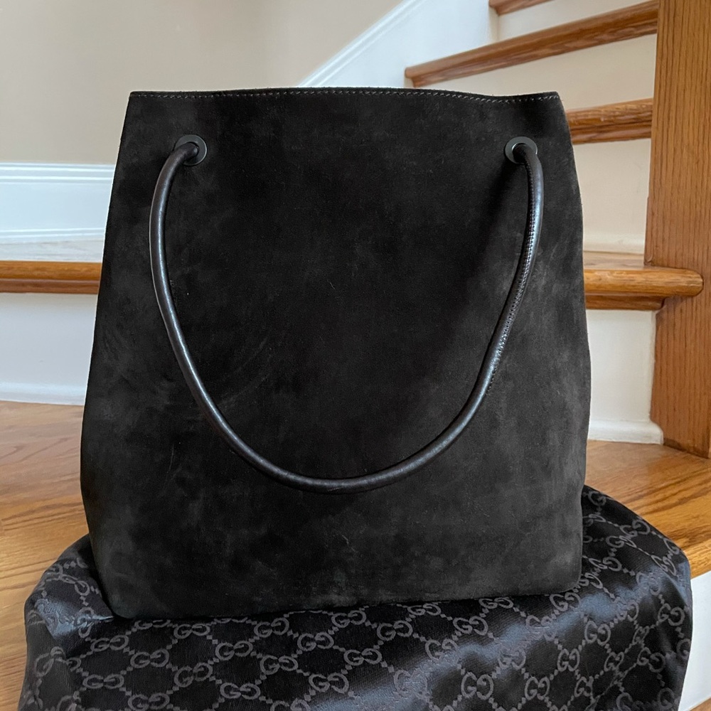 Gucci Suede Drawstring Shoulder Bag - image 1